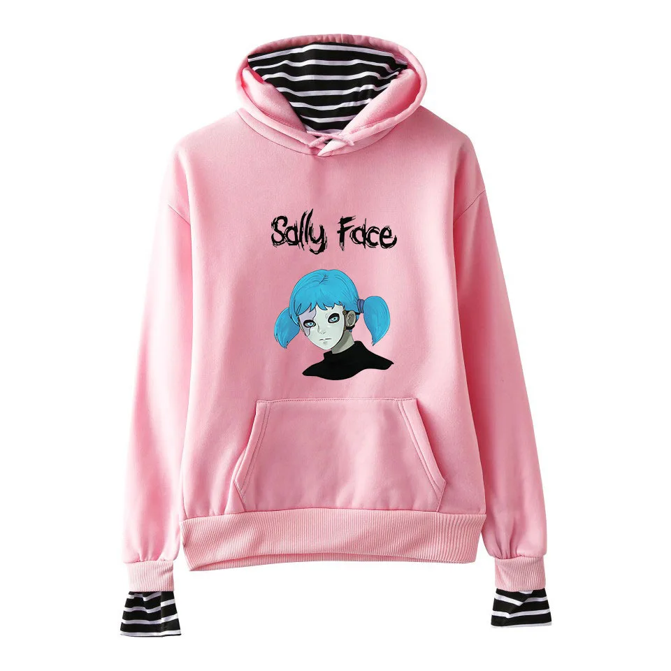 Поддельные из двух частей женские Sally Face толстовки для девочек и мужчин пэчворк полосатый поддельные из двух частей Толстовка Пуловер XXS-XXL