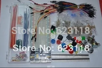 

generic parts package kit + 3.3V/5V power module+MB-102 830 points Breadboard +65 Flexible cables+ jumper wire box