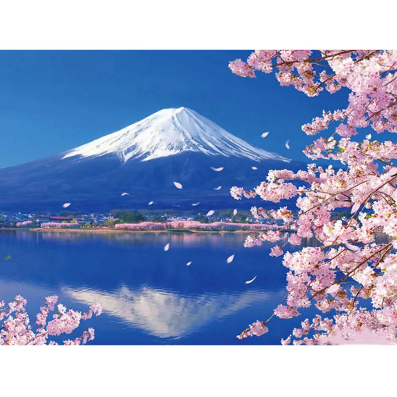 Алмазная мозаика для домашнего декора с креплением Fuji Сакура вишневая Гора
