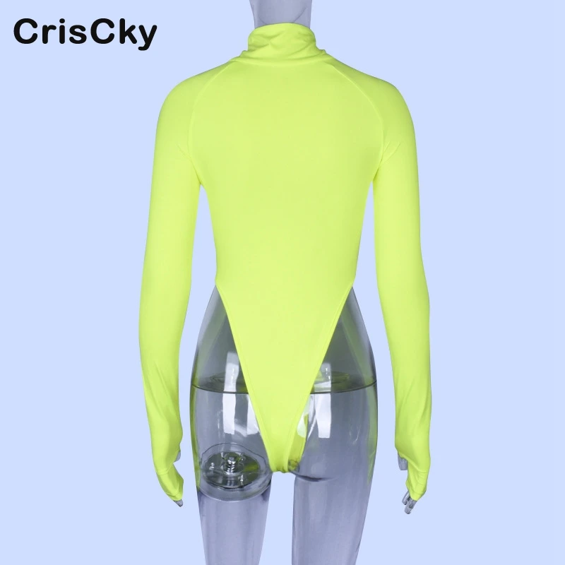 Criscky Новое поступление сексуальный боди для женщин водолазка длинный рукав