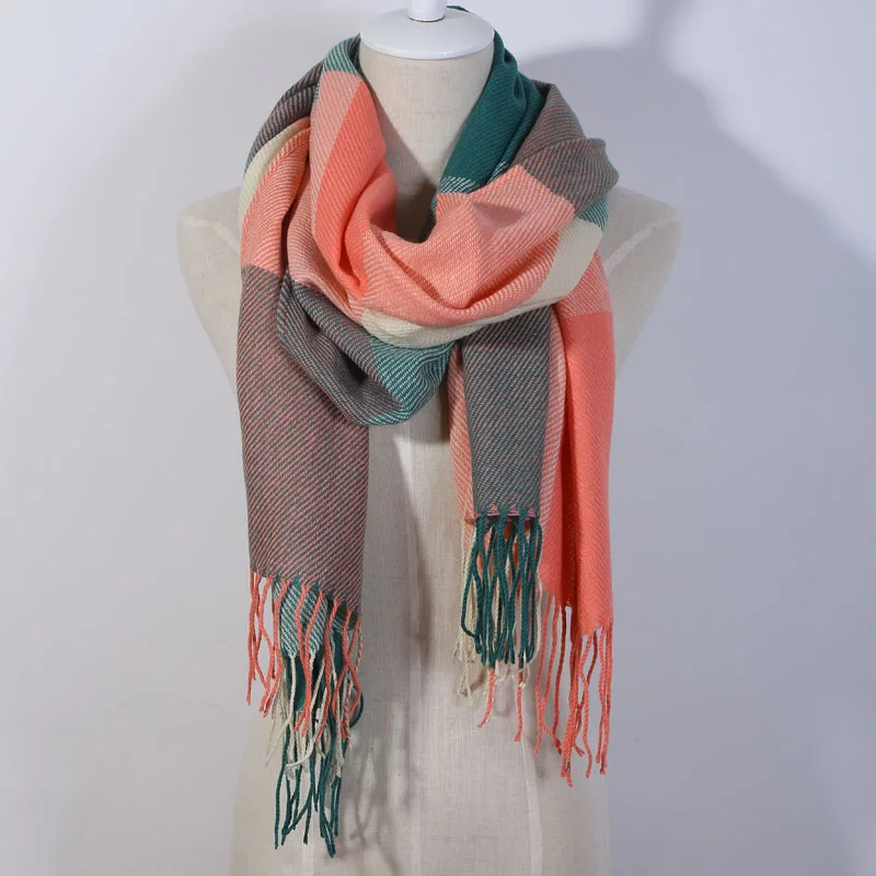 2017 классический плед шарф Для женщин длинной кисточкой из мягкого кашемира