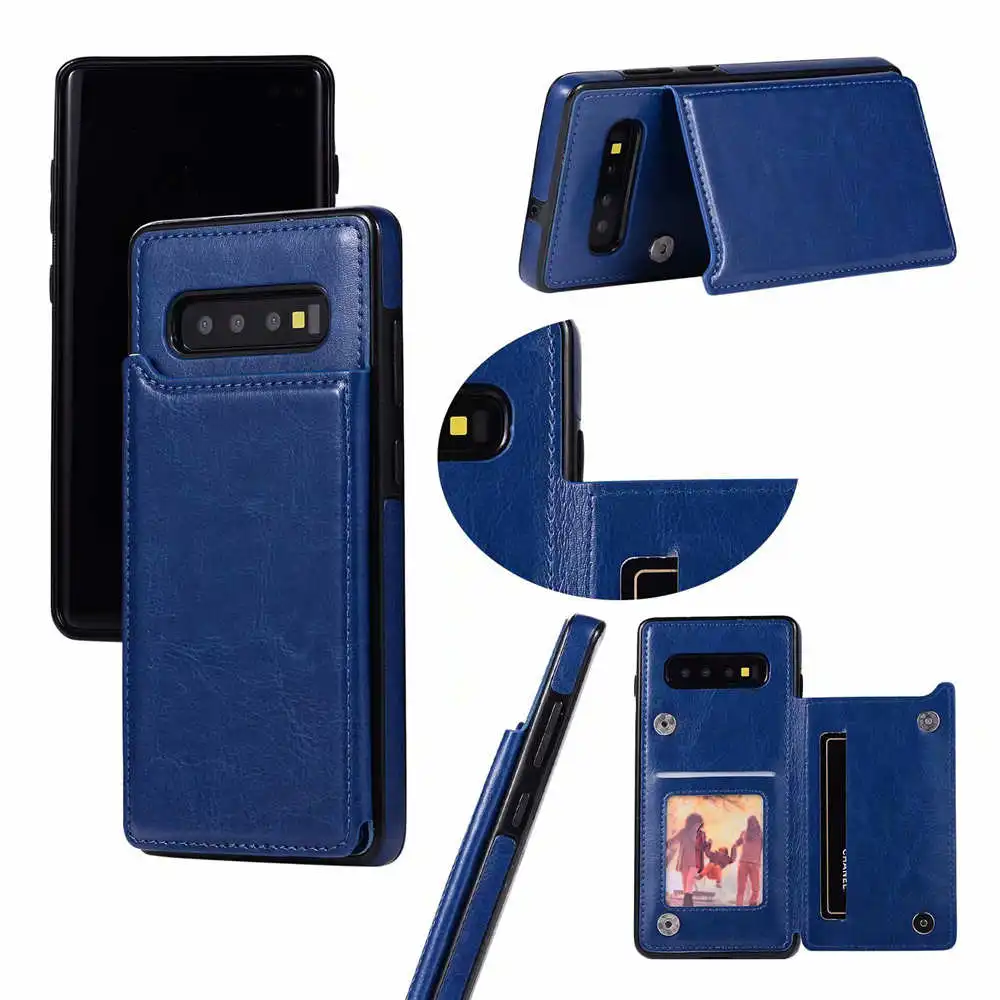 Роскошные держатели для телефонов с картами для samsung Galaxy S10 Plus S10E, кожаный бумажник для samsung Galaxy S10 S9 S8 Plus, чехол - Цвет: Blue