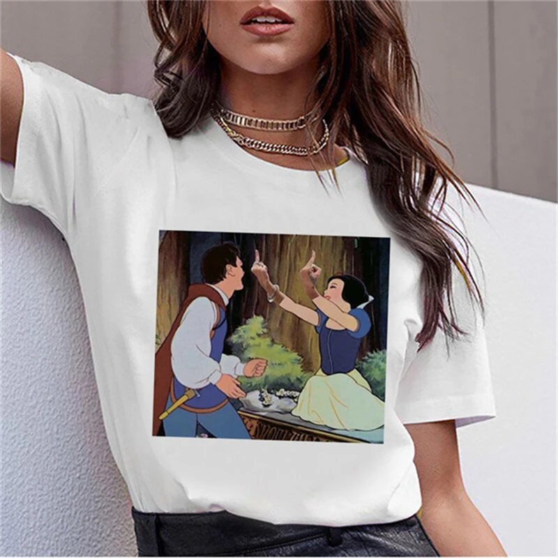 New Female T Shirt Dark Snow White Harajuku T Shirt Women Vintage Aesthetic T-shirt Korean Style Graphic Top Tees
