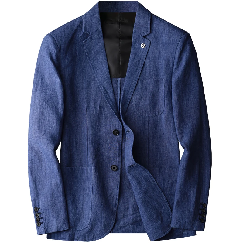 

new fashion Linen Fabric Leisure Suit Male Youth Blue Fashion Spring Coat Single Breasted Casual high quality plus size M-3XL4XL