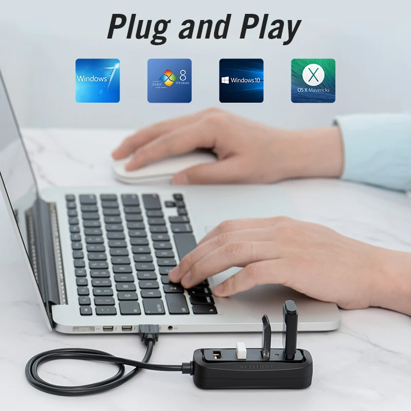 Vention USB концентратор USB 3,0 4 порта портативный OTG концентратор 480 Мбит/с USB разветвитель с светодиодный лампой для Apple Macbook ноутбук планшет USB 2,0 концентратор