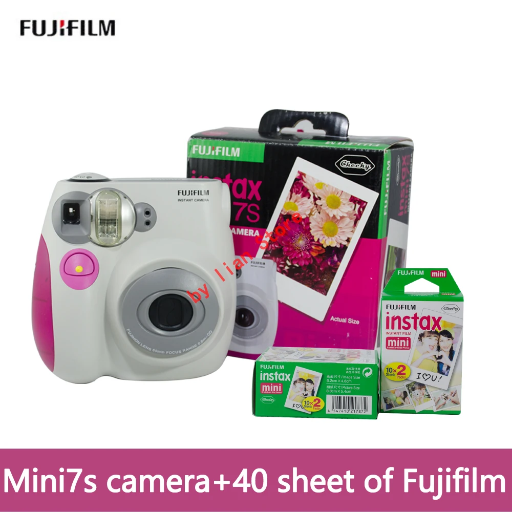 Оригинальная мини камера fujifilm 7S мгновенная + 40 листов пленки фотокамера синяя и