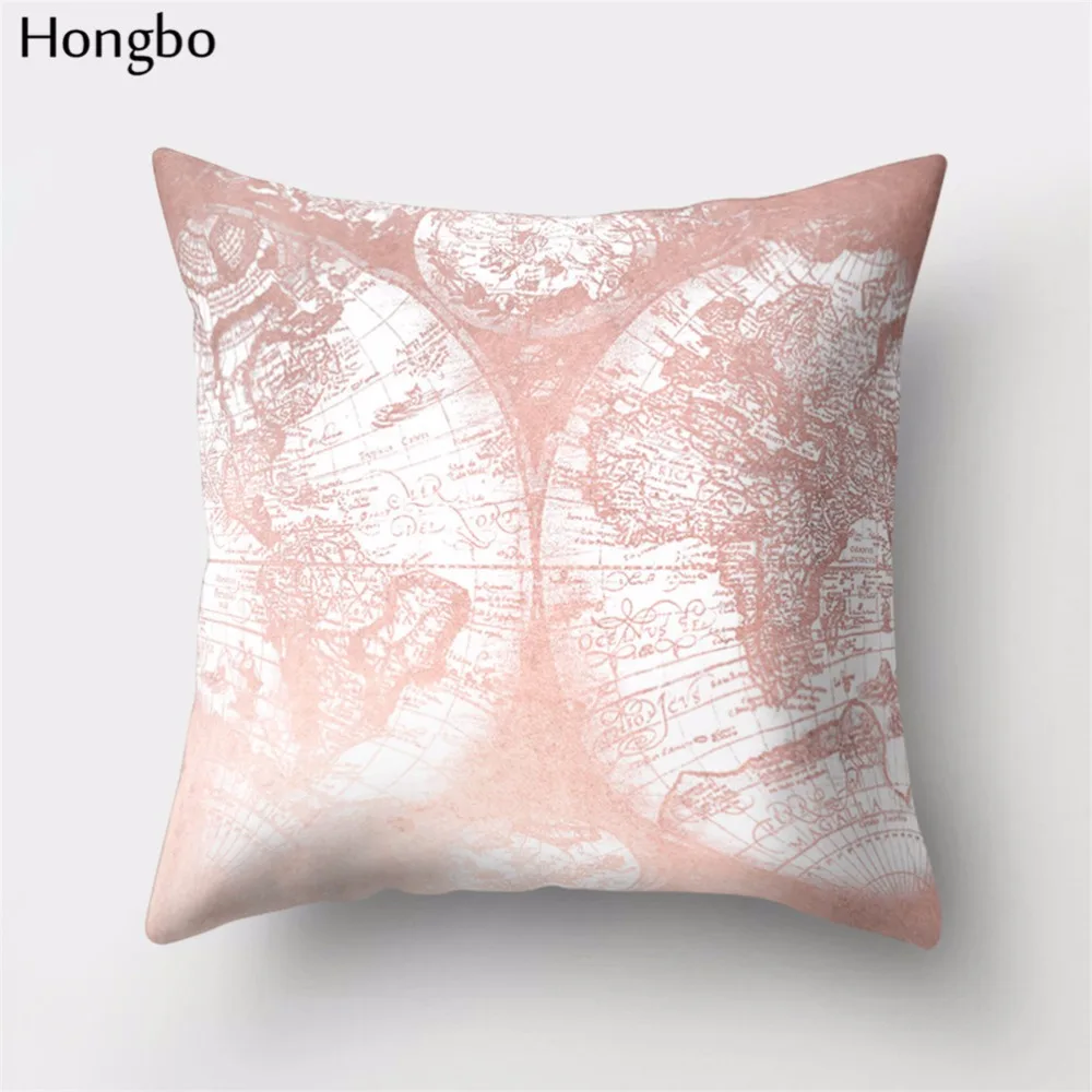 Hongbo 1 шт., винтажный цветной чехол для подушки с рисунком карты мира, чехол для подушки из полиэстера, домашний декор для автомобиля, дивана