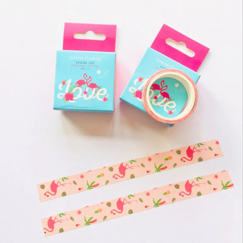 1 5 см X 7 м Фламинго Love Бумага Washi маскирующая лента альбома Скрапбукинг Декор