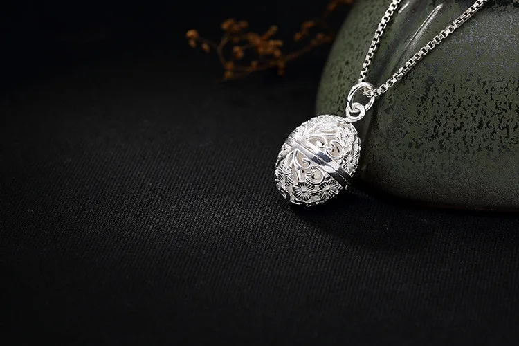 Silver Винтажная Выгравированная подвеска в виде цветка сливы, настоящее 925 пробы, без ожерелья, женское ювелирное изделие - Цвет камня: Silver