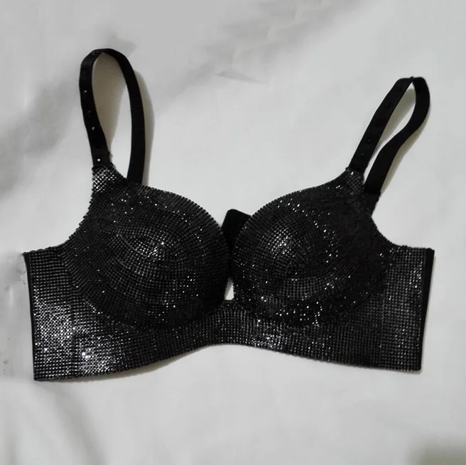 Black Top GACVGA, Кристальный сетчатый летний женский короткий топ, блестящий топ на бретелях, майка с открытой спиной, сексуальный бюстгальтер, пляжный купальник, женский бюст с цепочкой - Цвет: Black Top