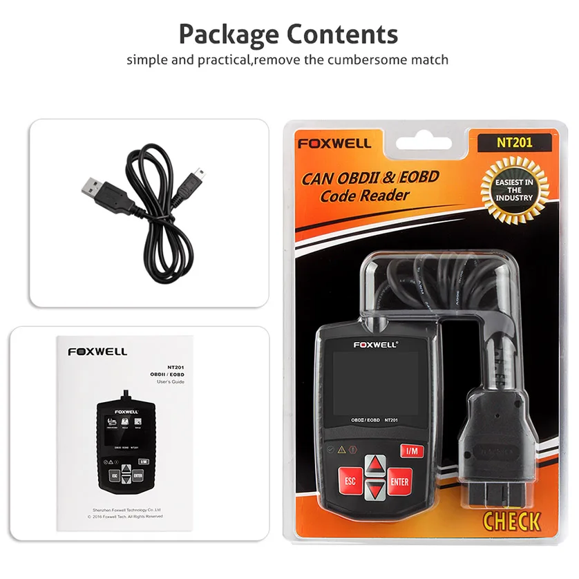 FOXWELL NT201 автомобиля OBD2 двигателя ошибка Reader Сканер выключите MIL индикатор
