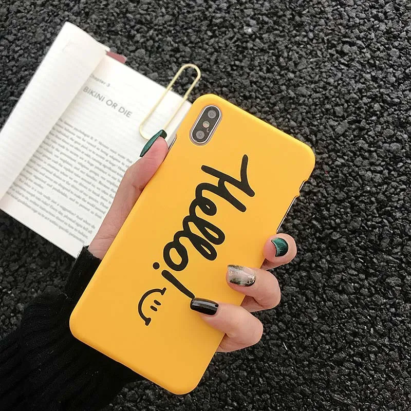 Простой чехол для телефона с английскими буквами hello smile iPhone X XR XS Max 6 6S 7 8 Plus