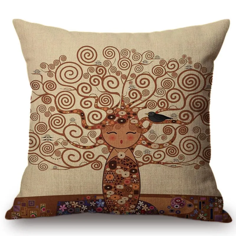 Милый мультяшный декоративный Густав Климт, картина маслом картина пледы наволочка винтажный домашний декор офис автомобиль диван амурный стул наволочка