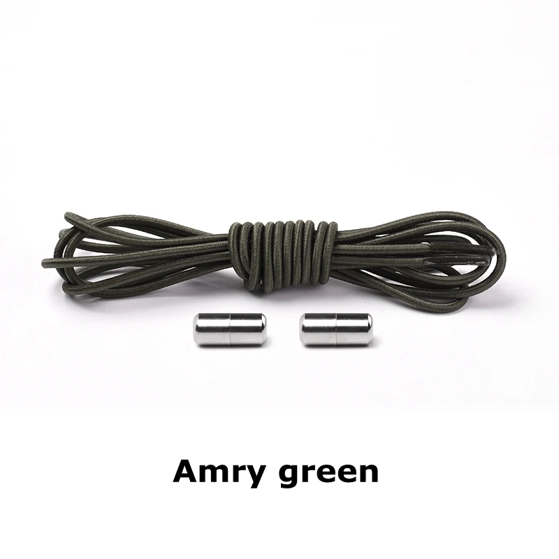 ArmyGreen 1 пара круглых эластичных шнурков для обуви, шнурки для детей и взрослых, кроссовки унисекс, шнурки, шнурки для быстрой носки, шнурки 25 цветов - Цвет: ArmyGreen