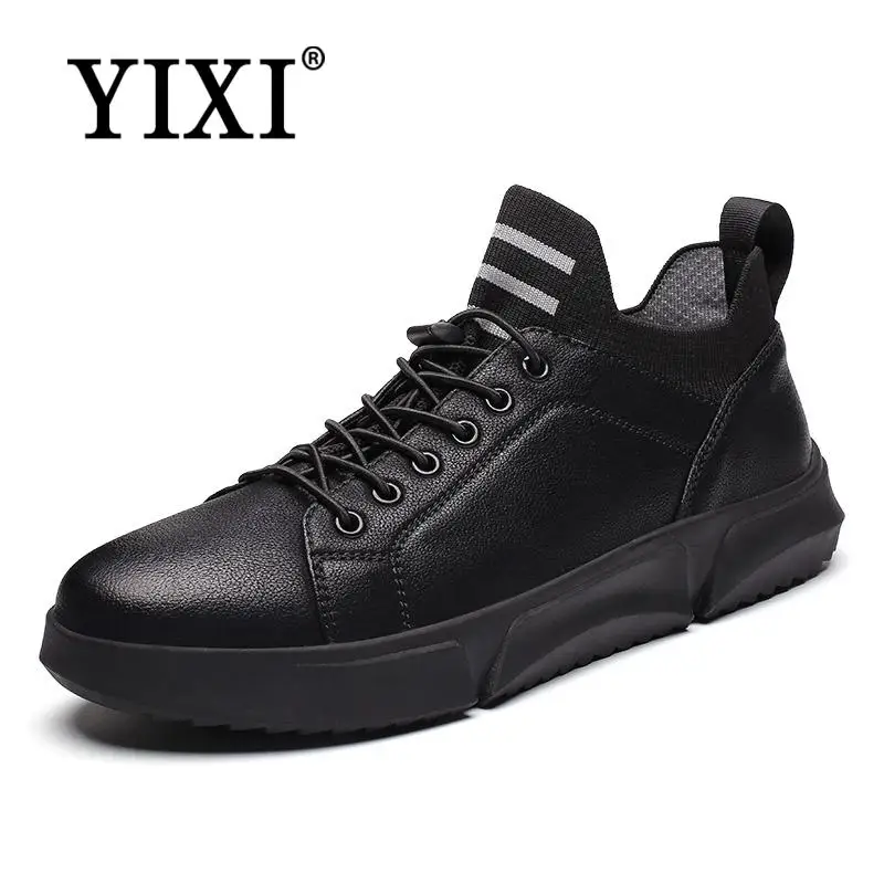 Fashion Men Casual Shoes High Help Sneakers 2019 New Hip-hop Ankle Boots Lace-Up Superstar black Male 108 | Обувь