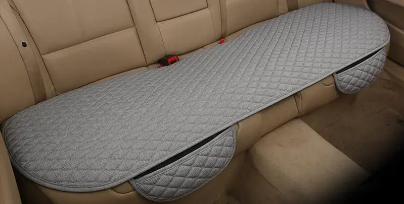 grey rear Абсолютно льняной чехол для сиденья автомобиля Передняя/задняя льняная подушка дышащий протектор не скользящий коврик авто аксессуары универсальный размер - Название цвета: grey rear