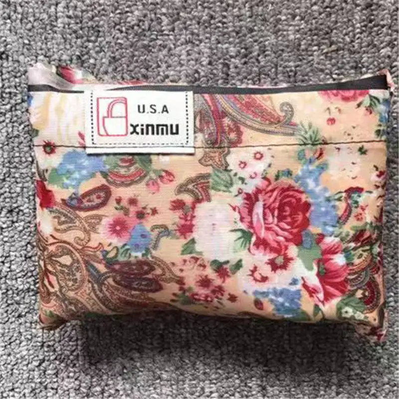 Новая женская складная сумка для покупок, эко многоразовая сумка для покупок с короткими ручками, мультяшная Цветочная фруктовая овощная продуктовая сумка