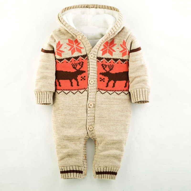 Теплый мягкий детский комбинезон с рождественским оленем Сезон осень зима