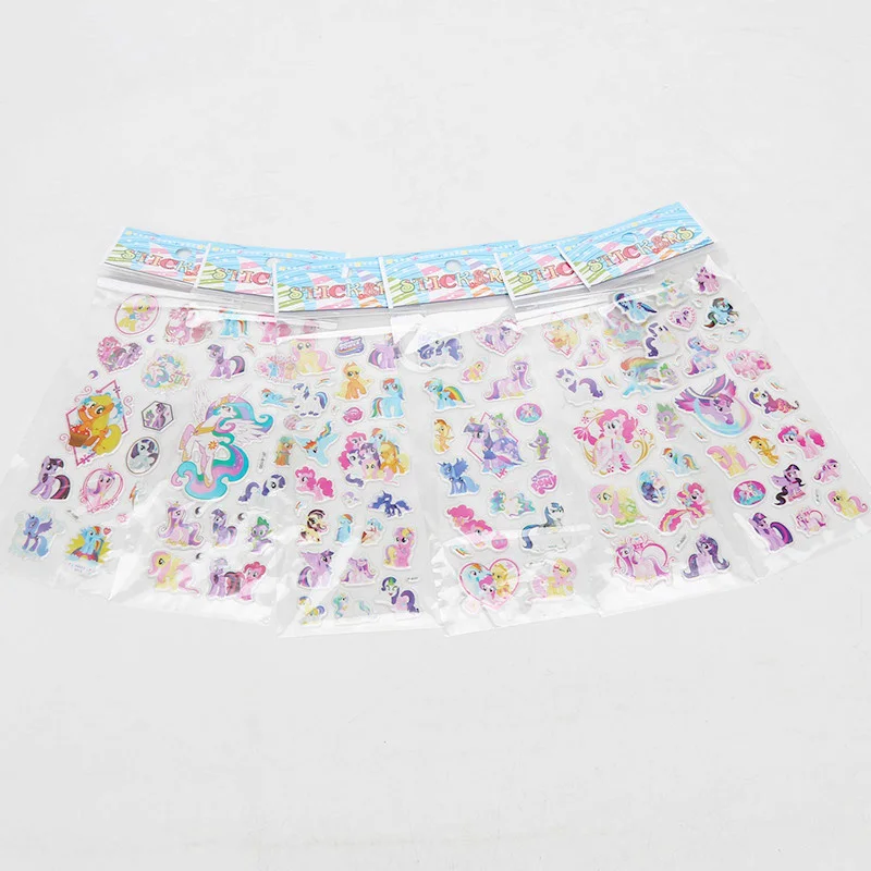6 шт./компл. ПВХ Стикеры с изображением пони игрушки My Little Pony пакет для девочек наклейки для ногтей 3D всех цветов радуги; платье с Сумеречной искоркой Пинки