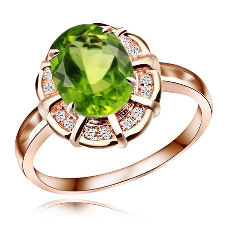 Натуральный Зеленый Перидот кольцо из стерлингового серебра 925 пробы с покрытием