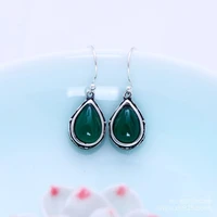 kjjeaxcmy fine jewelry s925 sterling silver inlaid with green agate earrings for women