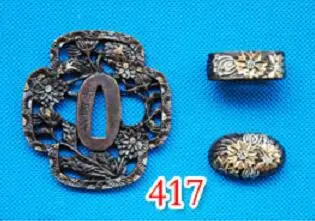 417 Винтажные резные медные латунные защитные Tsuba Fuchi Кашира фитинг японские мечи вакидзаси самурайский меч катана нож - Цвет: 417