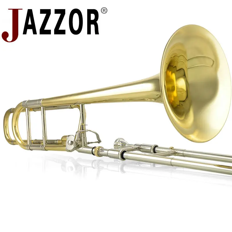 Плоский профессиональный белый медный тромбон JAZZOR JBSL 801 tenor trombone B /F с мундштуком