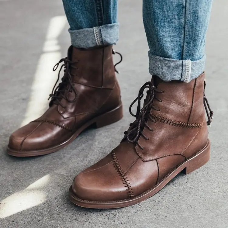 Женские ботильоны для женщин с круглым носком и перекрестной шнуровкой на молнии