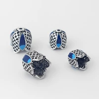 5pcs enamel inlay blue synthetic resin big hole end cap beads for crimp tassel cap bracelet fashion jewelry making findings