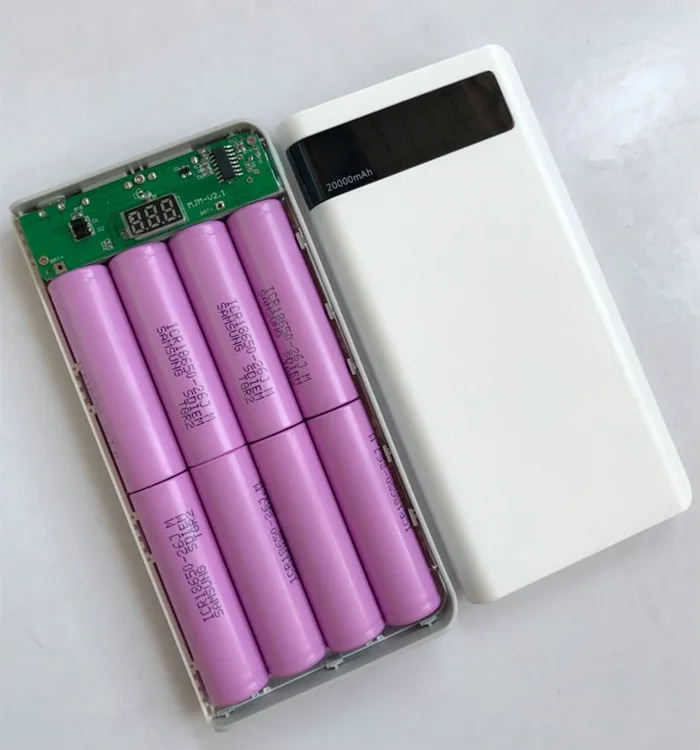 Светодиодный чехол PCB 8 секций зарядка аккумуляторов 18650 20000 мАч полимерный