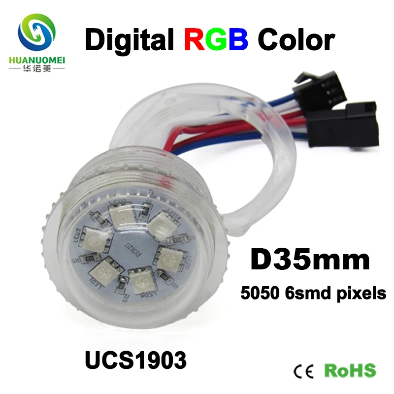 full color addressable 35mm 6LEDs UCS1903 led pixel light source digital module 5050 smd bulb waterproof lamp point lighting