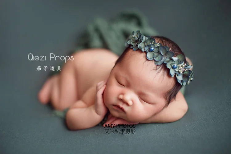 Новорожденные фотографии реквизит цветы и жемчуг настоящие вечные Гортензия