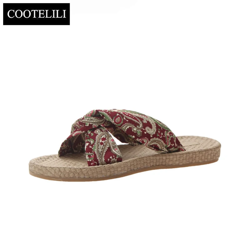 COOTELILI Fashion Bohemian Beach Shoes Women Summer Slippers Flip Flops Flat For Ladies Slides | Обувь