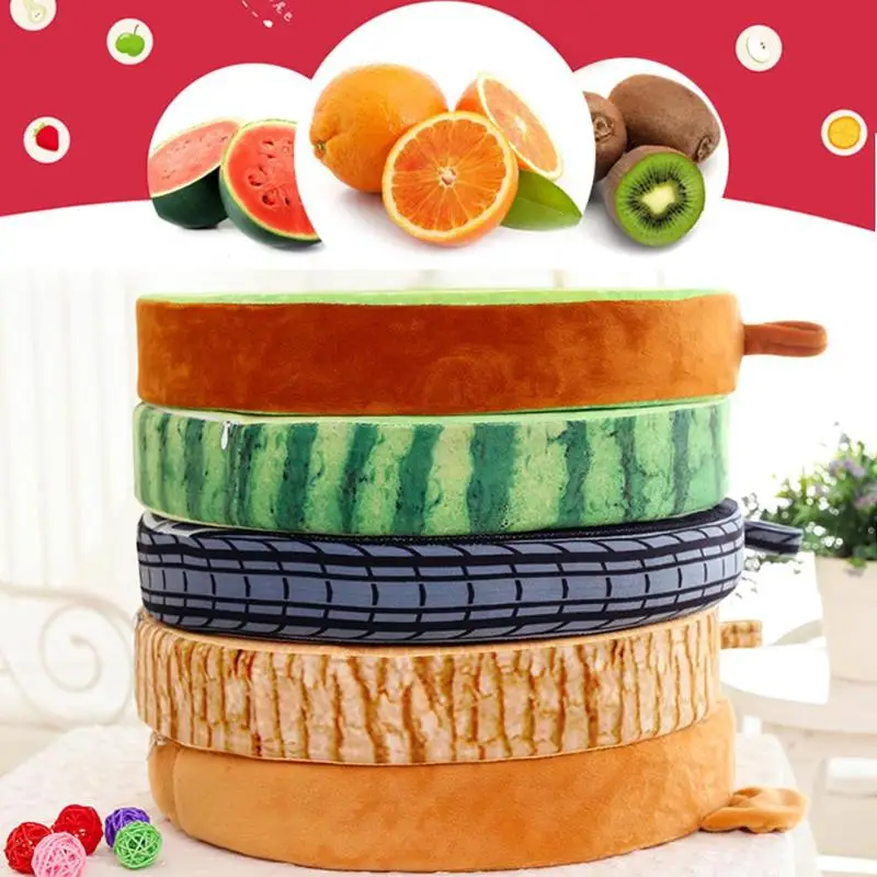 Симпатичная креативная 3D летняя хлопковая Подушка на спинку кресла с фруктами