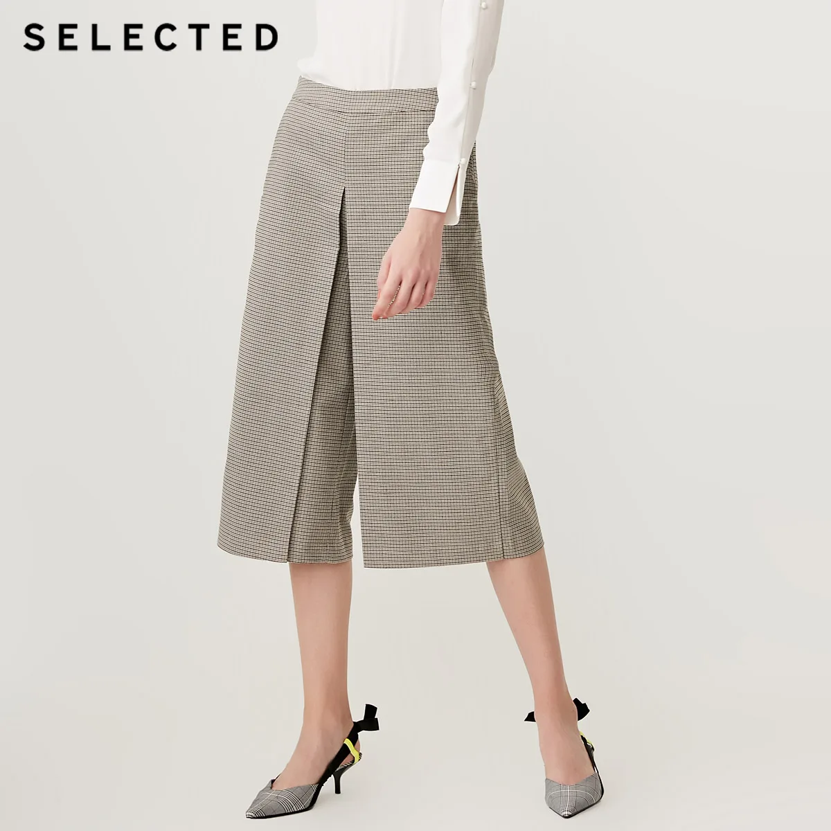 Женские двухъярусные свободные брюки Капри в клетку выбор размеров S |