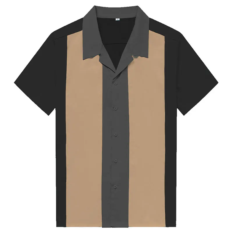 Charlie Harper Hemd Vertikale Gestreiften Shirts für Männer 50s Rockabilly Hemd Taste-Unten Baumwolle Shirts Kurzarm Vintage kleid