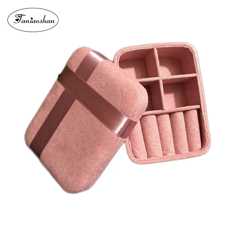 

Portable flannel jewelry box Small earrings and ring storage casket 3 Color simple gift box for woman