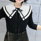 Женская шифоновая блузка с отложным воротником и отложным воротником