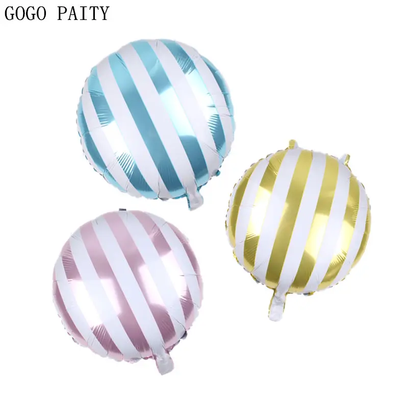 GOGO PAITY, новинка, 18 дюймов, круглые, полосатые, конфетные, алюминиевые шары, детские, праздничные, вечерние, декоративные шары