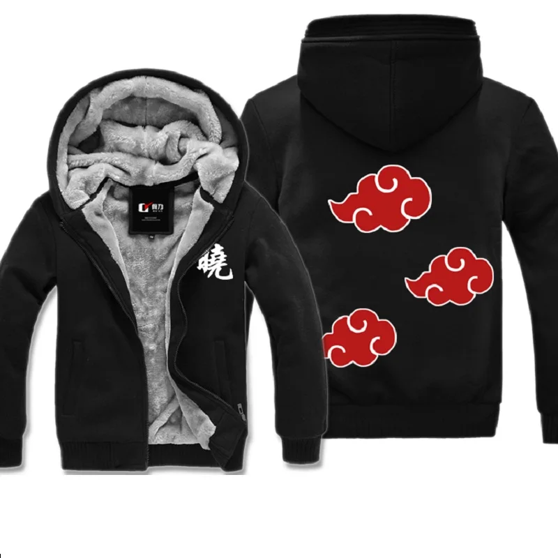 Зимняя утолщенная куртка с капюшоном Наруто Аниме плащ Акацуки повседневная