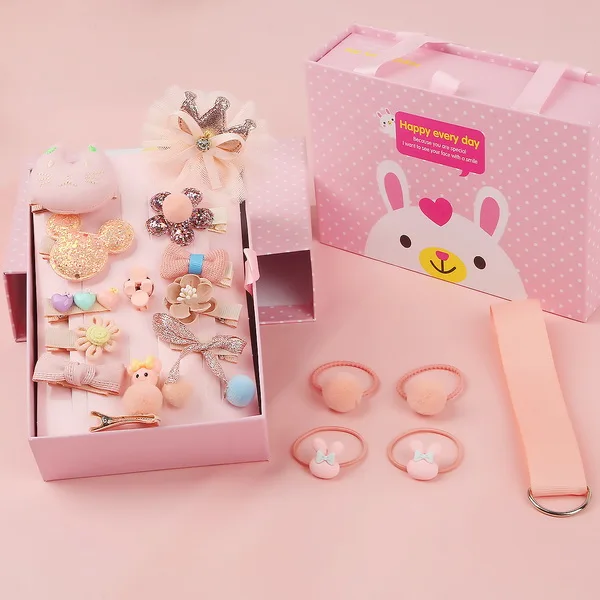 ND (18PCS) 1 комплект, 18 шт., милые заколки для волос, для девочек, цветы, Мультяшные заколки, для детей ясельного возраста, подарочная упаковка, блестящая, Радужная, фетровая, тканевая заколка для волос - Цвет: ND (18PCS)