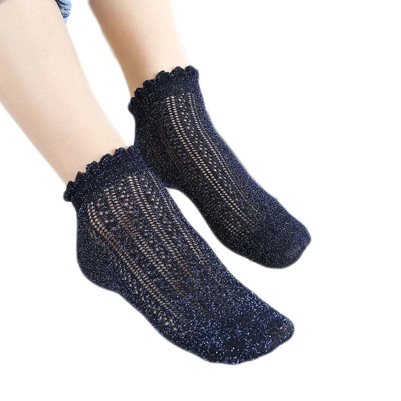 [COSPLACOOL] Модные Ретро кружевные строгие шелковые носки женские короткие