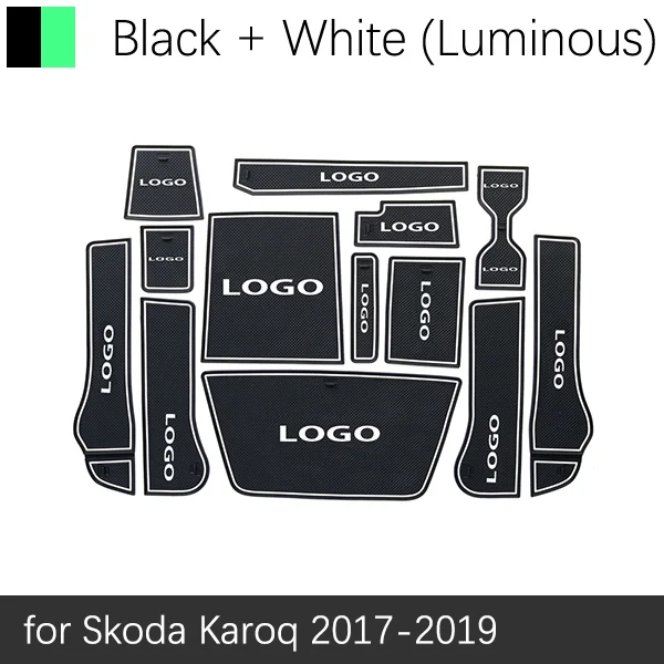 Противоскользящая резиновая ворота Слот Кубок мат для Skoda Yeti Kodiaq Karoq 2010 2011 2012 2013 автомобильные аксессуары наклейки - Название цвета: White Karoq
