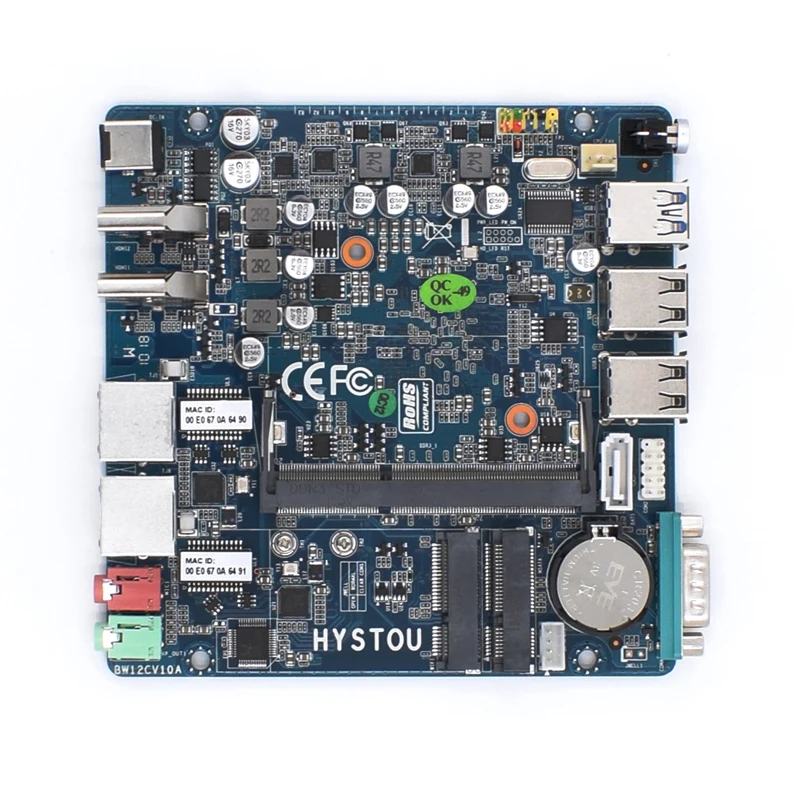 Hystou Мини ПК Nano ITX Промышленная материнская плата Intel N3160 безвентиляторный X86 NUC мини ПК Мягкий маршрутизатор Linux Поддержка Pfsense AES-NI