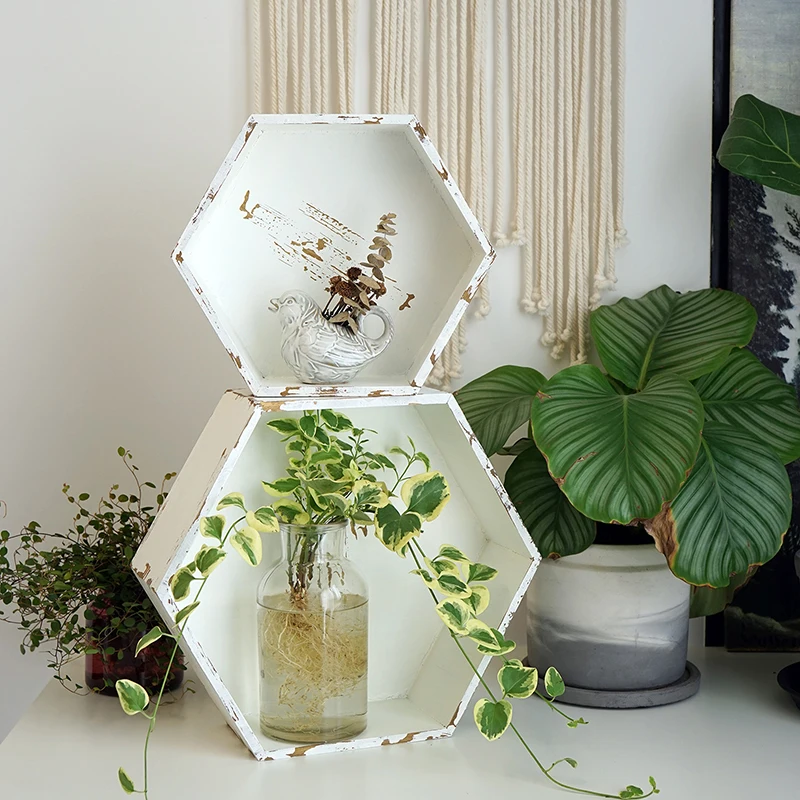 

SWEETGO Wood hexagon tray cupcake dessert racks cake stand home decoration Nordic Fores wedding props tools