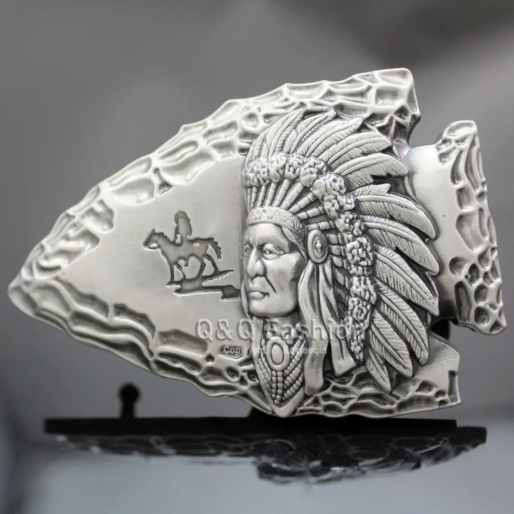 Винтажный посеребренный этнический 3d-пояс с индийской головой стрелы кожаный