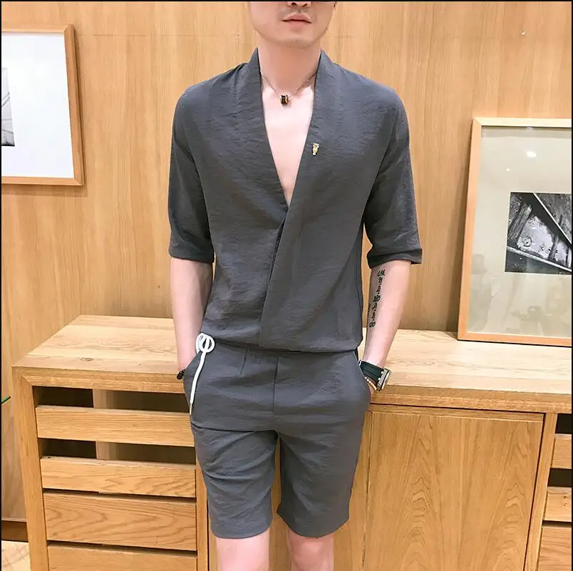 Мужские рубашки смокинги с v образным вырезом повседневные облегающие большого