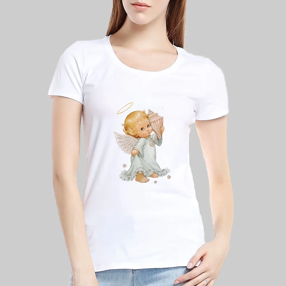 

Angel oversize customize print tshirt woman large size solid color top casual short sleeves tops o-neck casual regular shirt