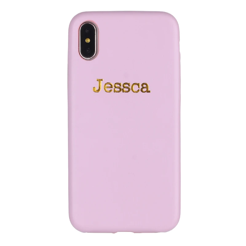 Gold-Pink Leather Кожаный роскошный золотой серебряный индивидуальный текст с именем для iPhone 11 Pro X XR XS Max 6S 7 7Plus 8 8Plus чехол для телефона - Цвет: Gold-Pink Leather