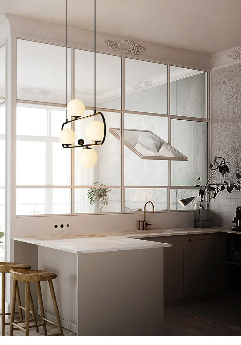 Industrial Style Art Swing Buckle Design Pendant Light Nordic Retro Glass Ball Restaurant Parlor Coffee Shop Light Fixtures